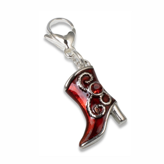 Red Enamel Boot Clip-On Charm for Cowgirl Bags, Zippers & Keychains