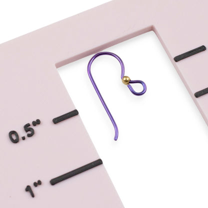 10 Purple Niobium Ear Wires 2mm Brass Accent Bead 20 Gauge Hypoallergenic Boho USA
