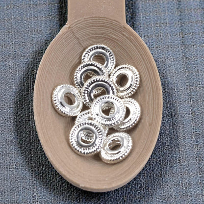 Sterling Silver Plate Spacer Beads 6mm Line Edge Large Hole Leather Cord 10-Pack USA
