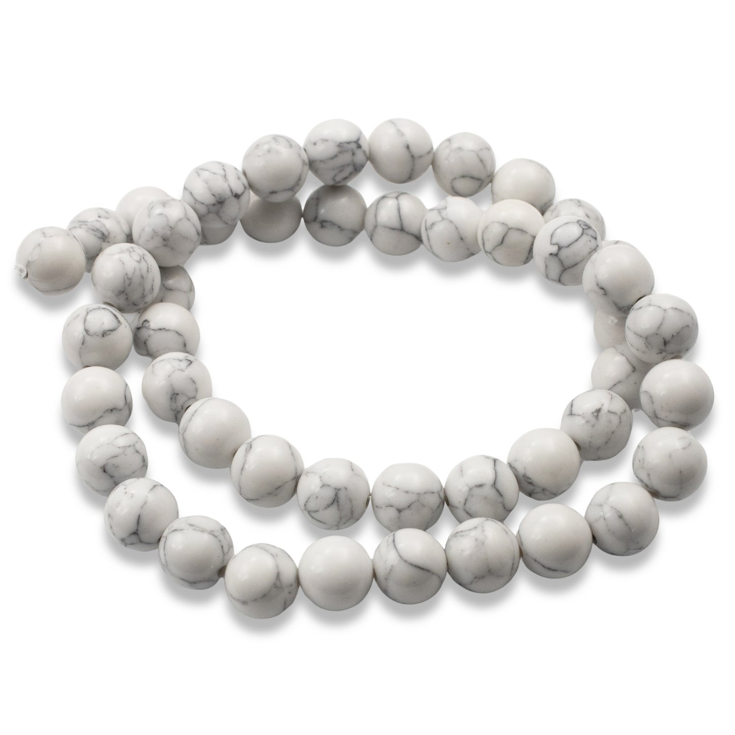 White Howlite 8mm Round Gemstone Beads - Jewelry Making Crafts - 47 Pcs/Strand