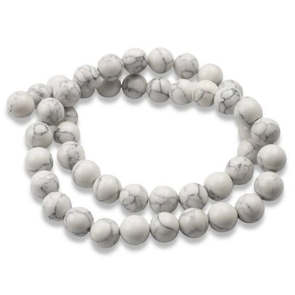 White Howlite 8mm Round Gemstone Beads - Jewelry Making Crafts - 47 Pcs/Strand