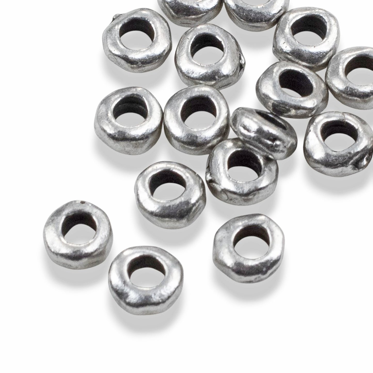Antique Pewter 5mm Nugget Spacer Beads: 2mm Hole for Leather Crafting 20-Pack