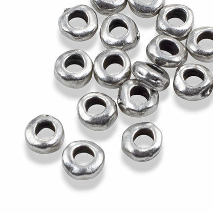 Antique Pewter 5mm Nugget Spacer Beads: 2mm Hole for Leather Crafting 20-Pack