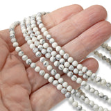 4mm White Howlite Round Stone Beads, 90 Pcs/Strand Tiny Beads for Jewelry Making