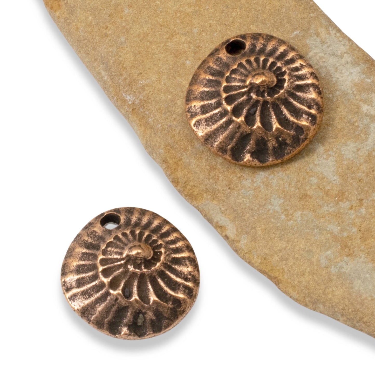 2 Copper Fossil Charms - Nunn Design - Geology & Nature Enthusiasts DIY Jewelry