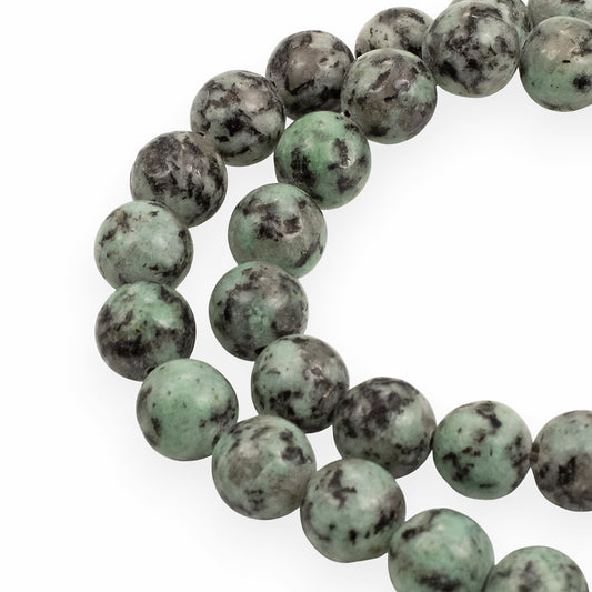 Sesame Jasper Beads: Sage Green 8mm Round Natural Stone 15-Inch Strand 48Pcs