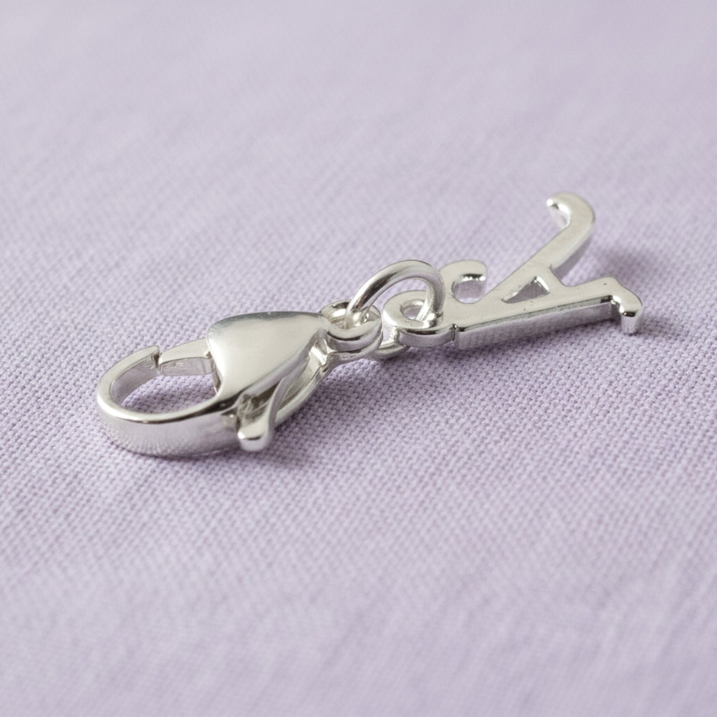 Silver Cursive Letter A Clip On Charm: Script Initial Dangle Lobster Clasp Personalized Journal Bracelet