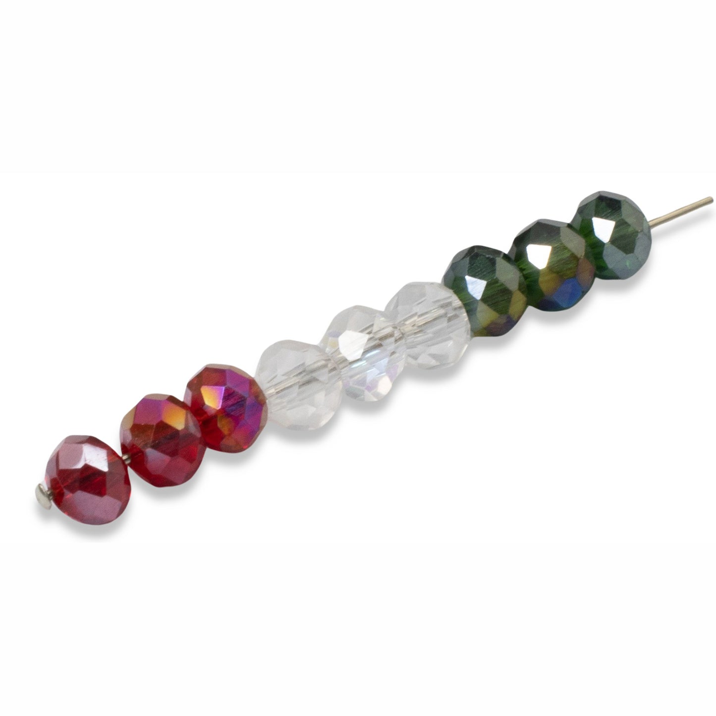 150Pcs Christmas Glass Bead Set - Red Clear Green Faceted Rondelle + AB Finish