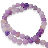 Purple Dragon Vein Agate Beads - 8mm Frosted Crackle - Unique Matte Finish 48Pcs