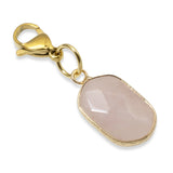 Elegant Rose Quartz Clip-on Charm - Faceted Pink Gemstone - Handbag Accessory