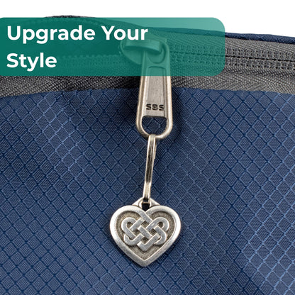 Celtic Heart Zipper Charm, Pewter Knot, Bag Accessory, Keychain Purse Decoration
