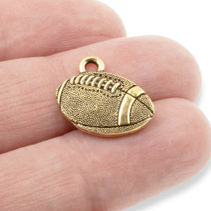 2 Gold Football Charms, TierraCast Sports Pendant for Handmade Team Jewelry