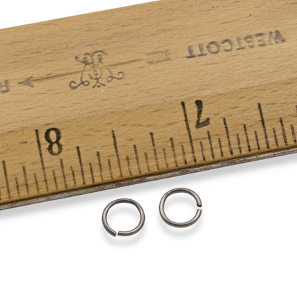 50-Pack Gunmetal Matte Black 7mm Round Open Jump Rings, TierraCast 19 Gauge