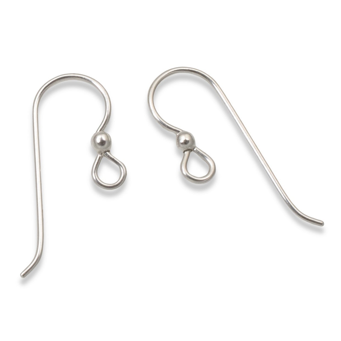 Sterling Silver Ear Wires with 2.5mm Bead 10-Pack, USA Made French Hook Earring Findings