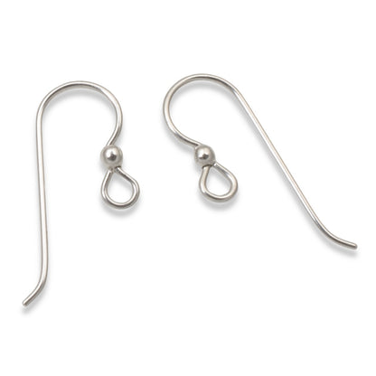 Sterling Silver Ear Wires with 2.5mm Bead 10-Pack, USA Made French Hook Earring Findings
