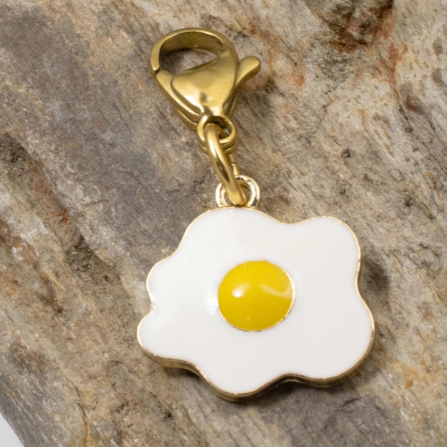 Whimsical Egg Clip-On Charm, Enamel Bag Accessory, Chicken Lover or Foodie Gift