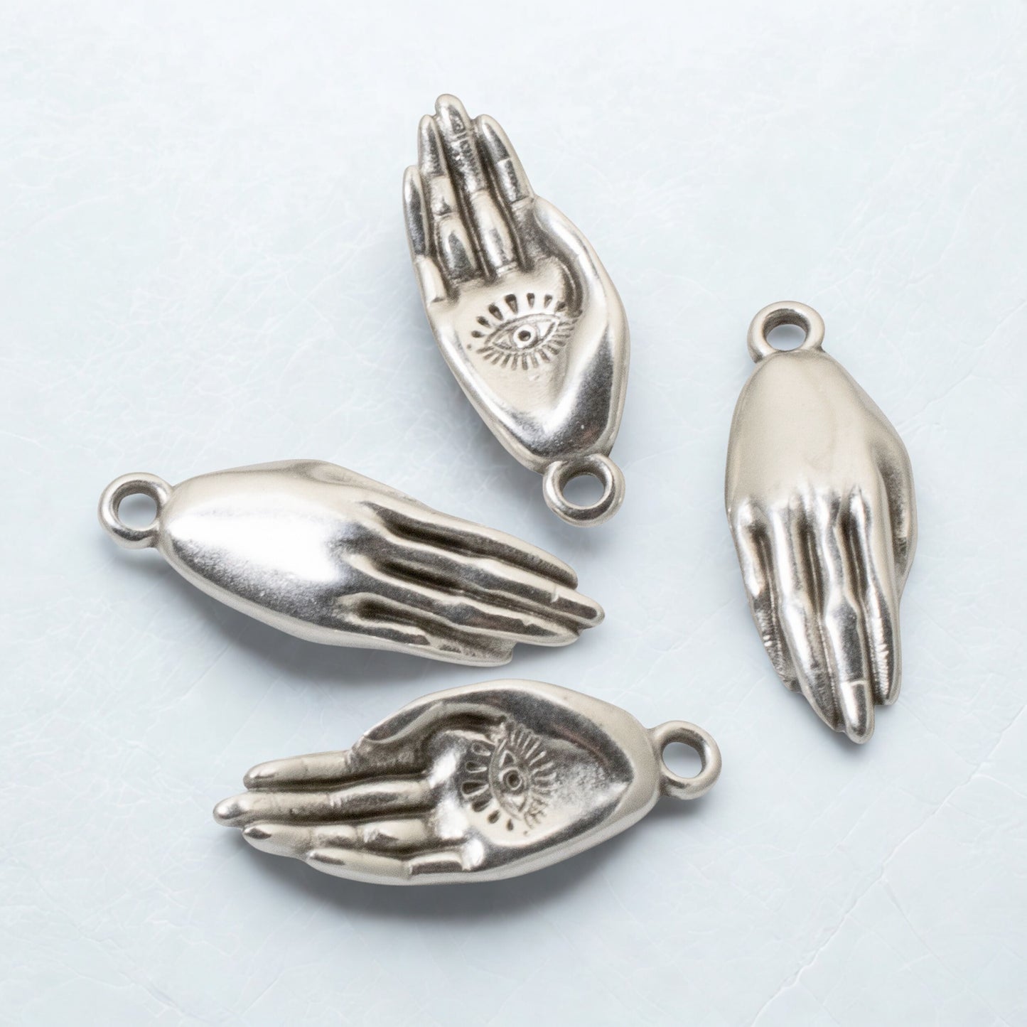 Evil Eye Hand Pendant, 4-Pack Silver Mystical Protection Symbol, Spiritual DIY