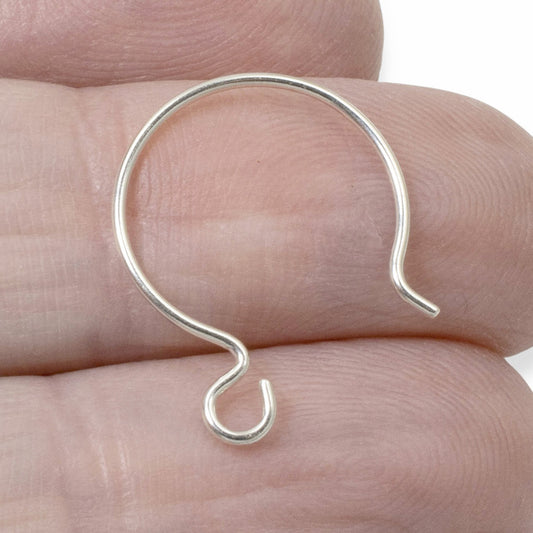 Sterling Silver Hoop Earring Hooks: USA Made Circle Wire Findings, 10 Pack