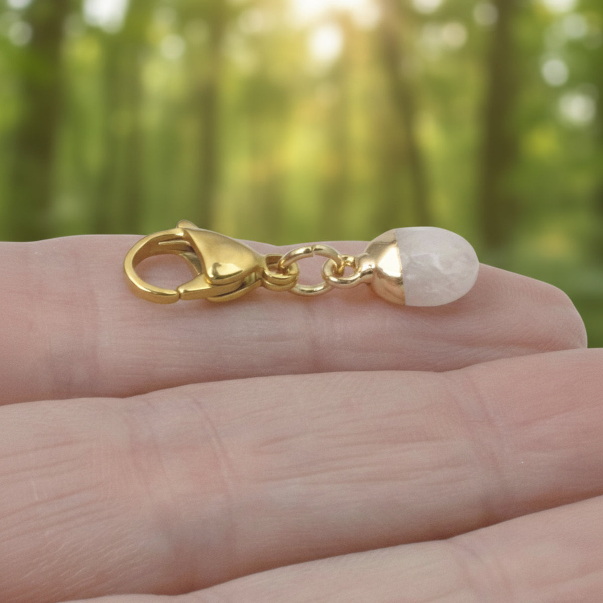 Dainty Rose Quartz Clip-on Charm - Pale Pink Bag Charm - Jewelry Accessory