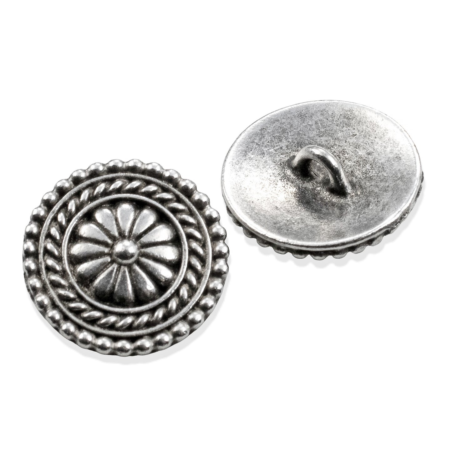 Bali Button Clasps Silver 18mm: Fine Silver Plated Pewter 2-Pack Leather Wrap Bracelet Closure
