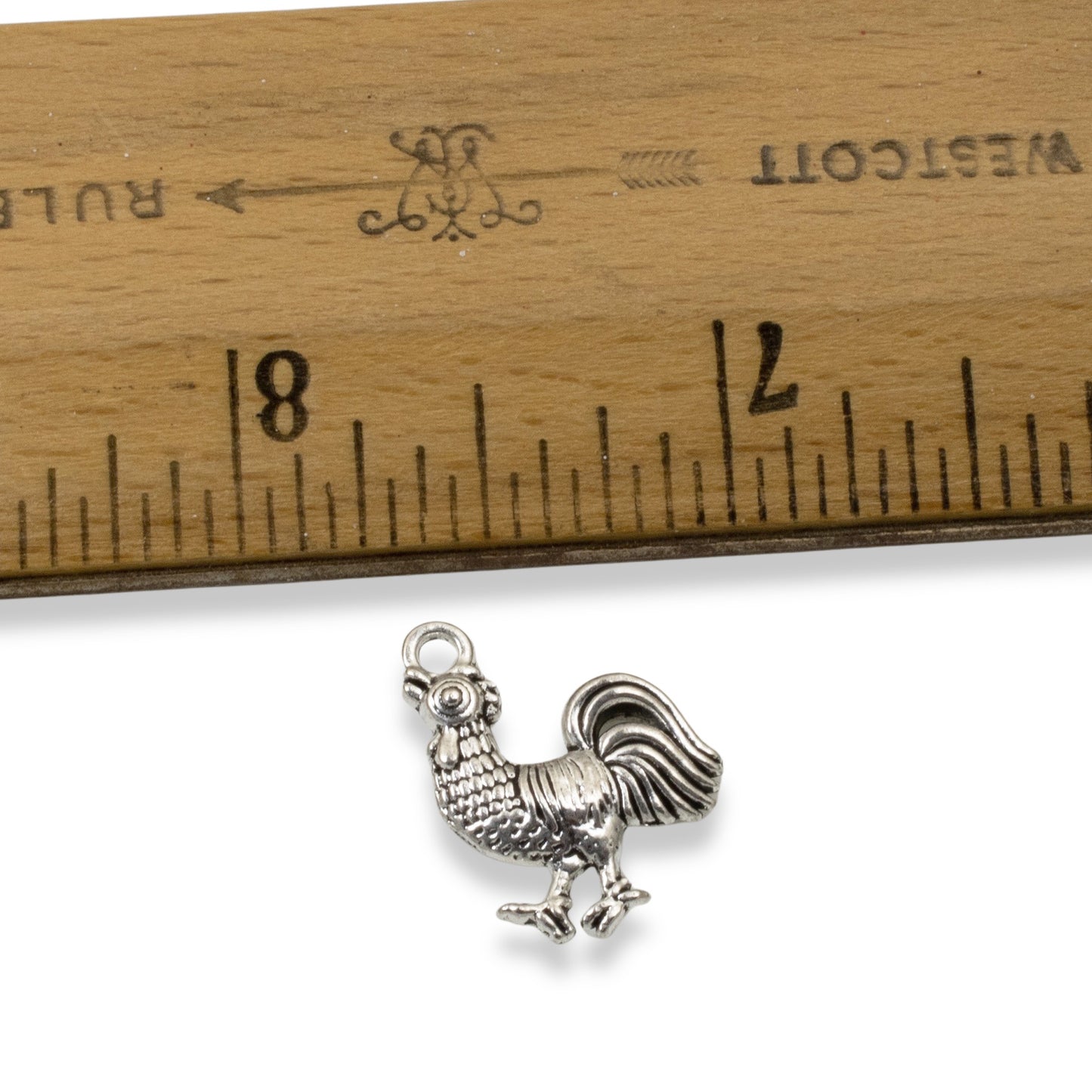 Silver Rooster Charms, 10-Pack Farm Chicken Country Jewelry Making Pendants