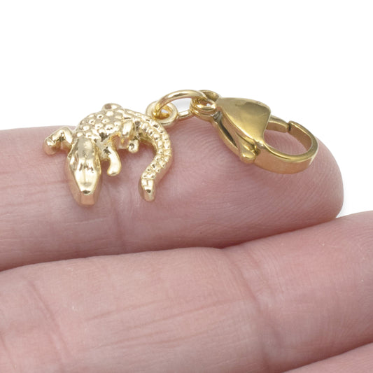 Gold Alligator Clip-on Charm, Florida Swamp Gator Bag and Keychain Accessory