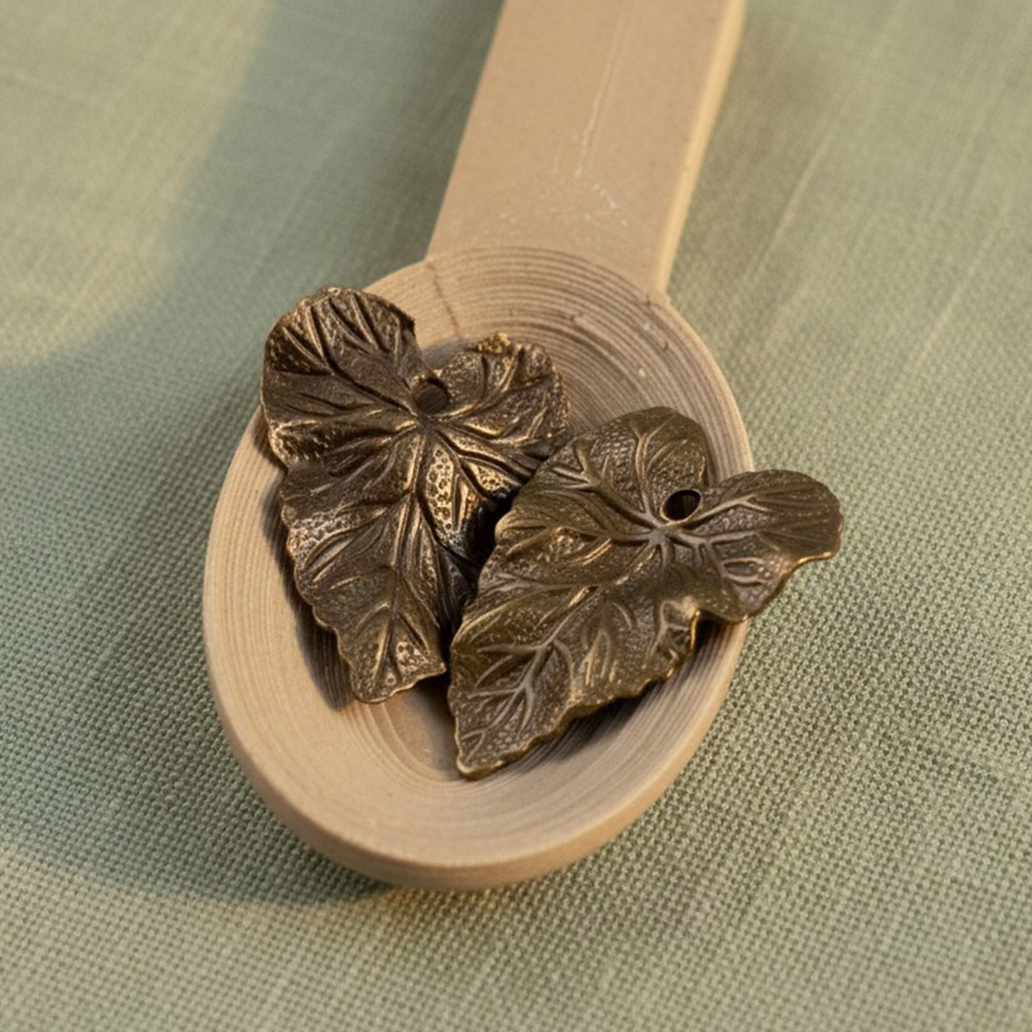 Woodland Leaf Charms: Natural Brass Vintaj Stamping Autumn Earring Findings 4-Pack