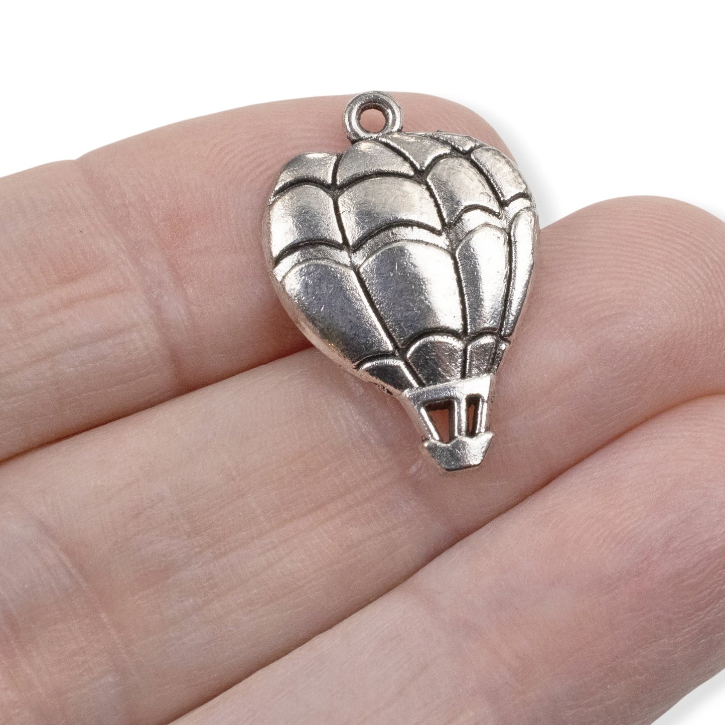 Hot Air Balloon Pendants Silver Metal 10-Pack Adventure Necklace Keychain Supply