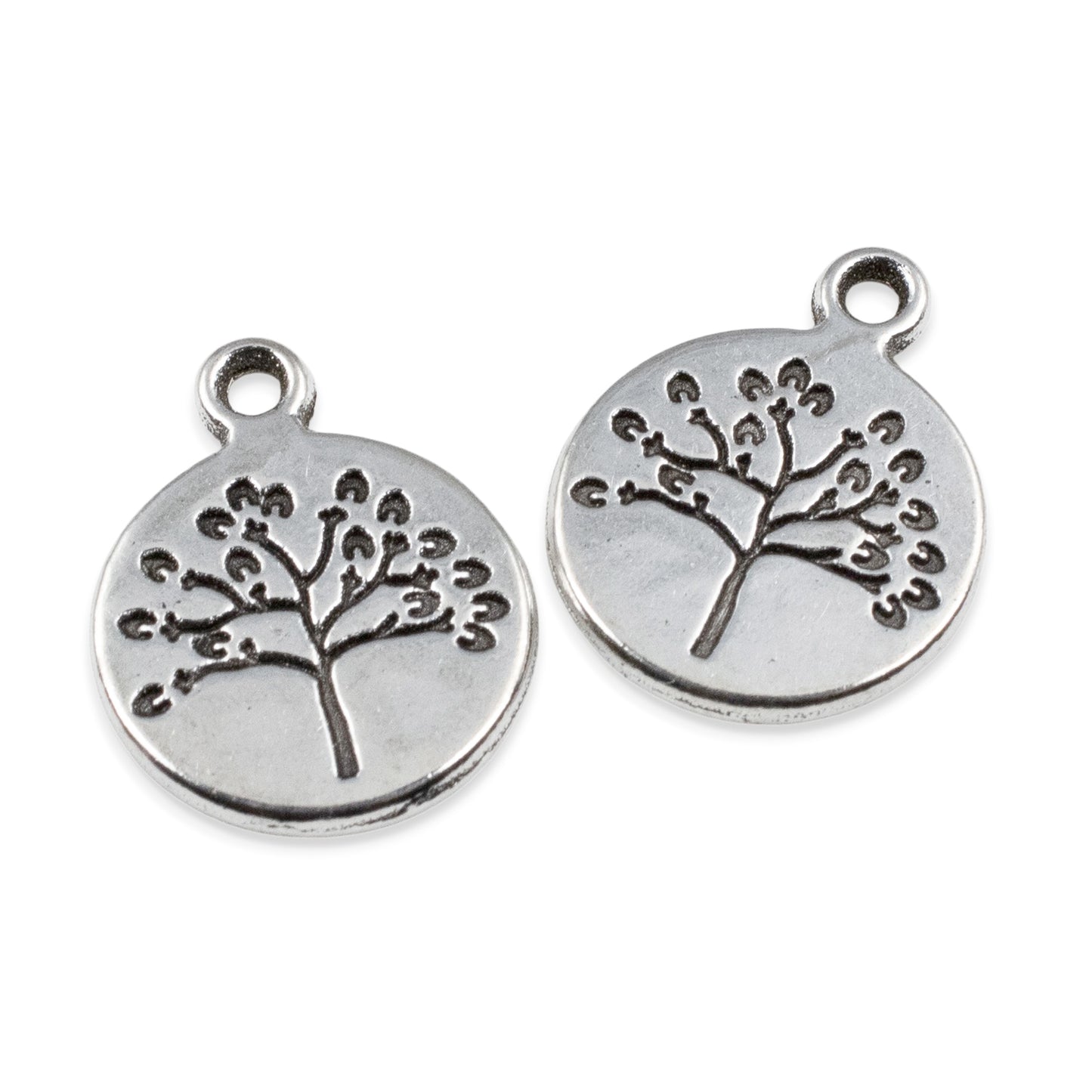 Tree Coin Charms 6-Pack: Silver Nature Tree of Life Spiritual Jewelry Making