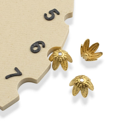 Daisy Bead Caps 6mm Antique Gold-Plated Pewter: 6Pcs Floral Findings USA Made