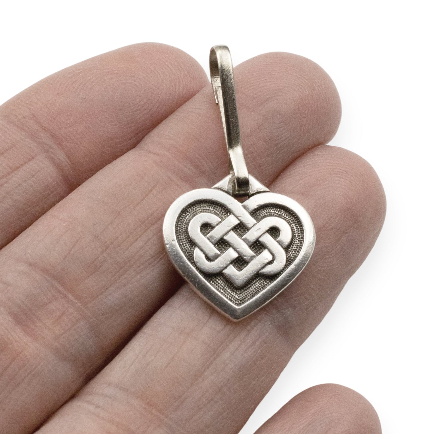 Celtic Heart Zipper Charm, Pewter Knot, Bag Accessory, Keychain Purse Decoration