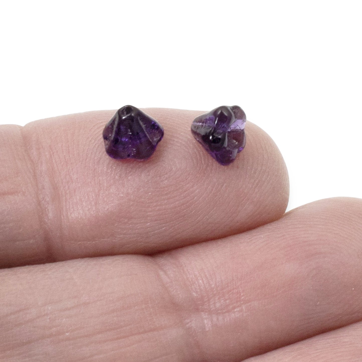 100pcs Deep Violet Czech Glass Mini Bell Flower Beads, 4x6mm Purple DIY Jewelry