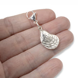 Silver Oyster Clip-on Charm, Coastal Sea-Inspired Accessory for Bags and Jewelry