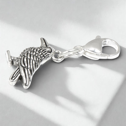 Raven Clip-On Charm: Silver Fall Halloween Bird Wildlife Nature Accessory