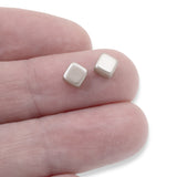 50 Cocoa Airy Pearl Tile Mini Beads, 5mm Square 2-Hole Czech Glass Beads