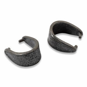 4 Matte Black Velvet Distressed 15mm Pinch Bails, TierraCast Pendant Holder
