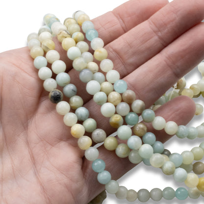 Brown Amazonite Beads: 6mm Round Multi-Color Gemstone Strand Natural Stone Jewelry Making Supplies 62pcs