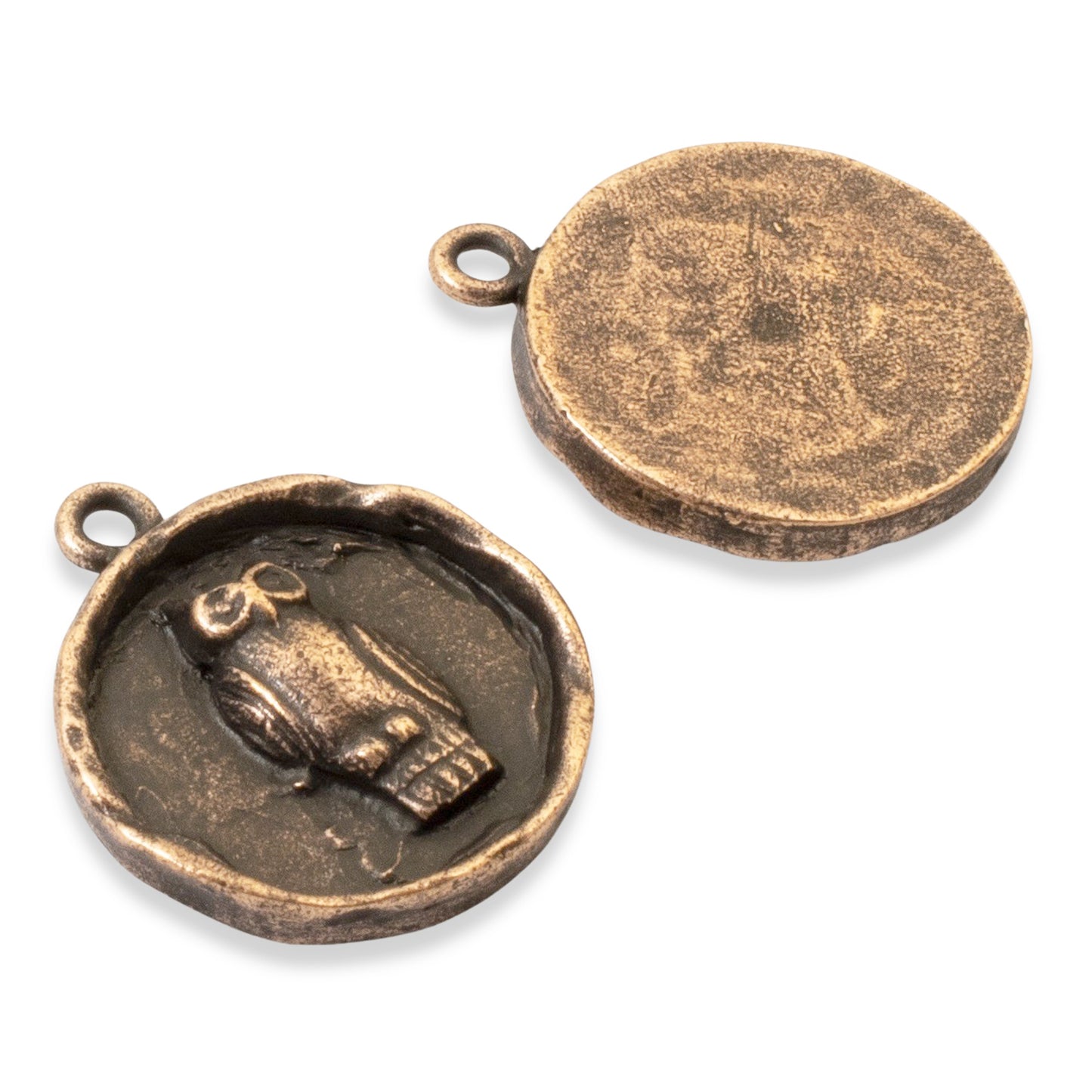 Copper Owl Pendants, 2-Pack Rustic Fall Jewelry Charm, Earthy Medallion USA Made