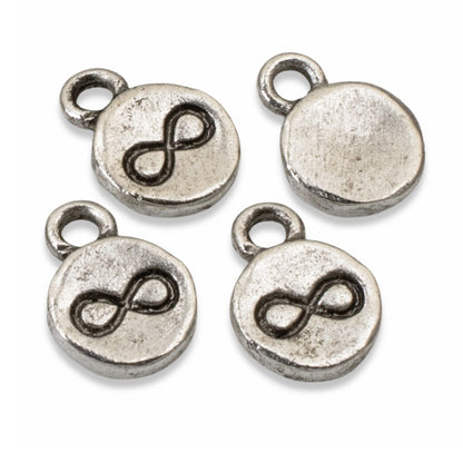 Silver Infinity Charms, 4-Pack Endless Possibilities Symbols, Rustic Design, Nunn Design USA Made