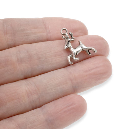 10 Silver Prancing Reindeer Charms - Vintage-Style - Christmas Jewelry & Crafts