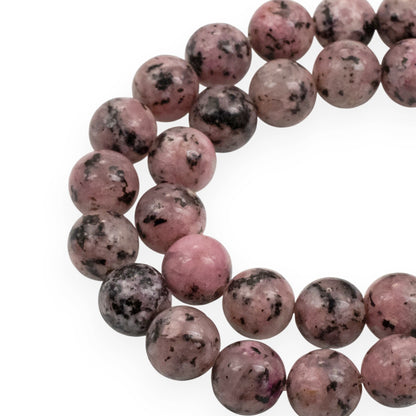 Sesame Jasper Beads: Light Pink 8mm Round Natural Stone 15-Inch Strand, 48Pcs Speckled Gemstone