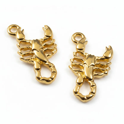 Scorpion Charm Gold Plated: Scorpio Zodiac Celestial 24K 4-Pack