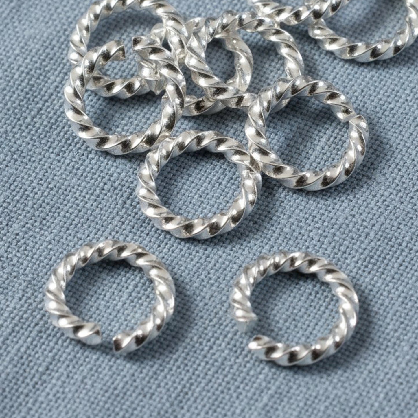 Large Bright Silver Rope Jump Rings: 10-Pack Charm Necklace Connectors
