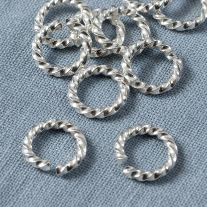 Large Bright Silver Rope Jump Rings: 10-Pack Charm Necklace Connectors