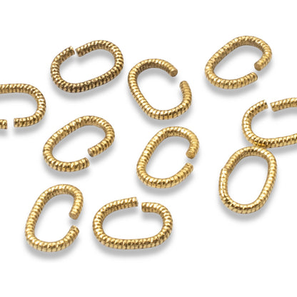 Antique Gold Textured Oval Jump Rings, 10-Pack Premium Nunn Design Jewelry Findings