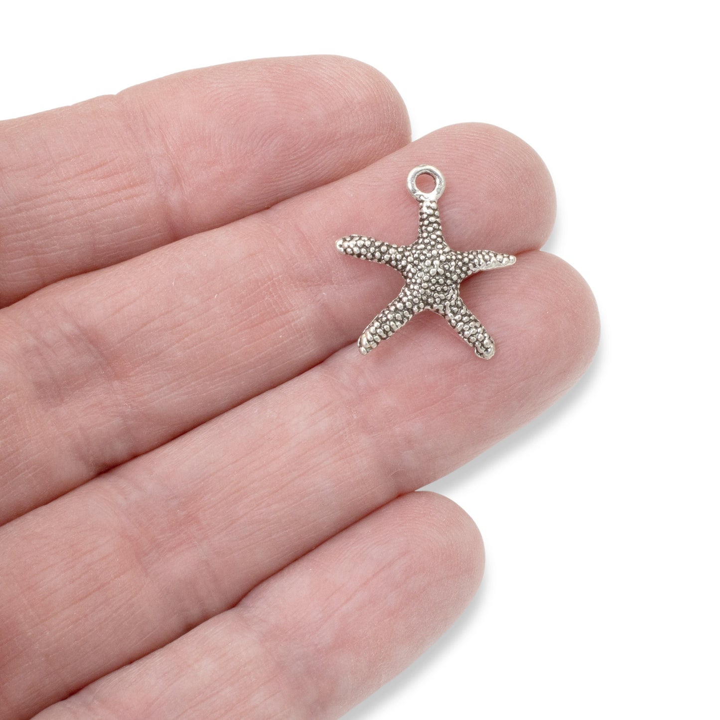 20 Silver Starfish Charms - Metal Beach Ocean Charm - Summer Jewelry Making