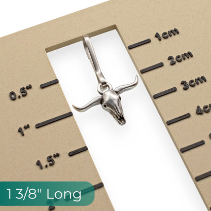 Longhorn Steer Skull Zipper Charm: Pewter Western Southwestern Bag Keychain