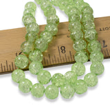50 Crackle Glass Beads - Light Green - 8mm Round - Bead Pack - Jewelry Supply