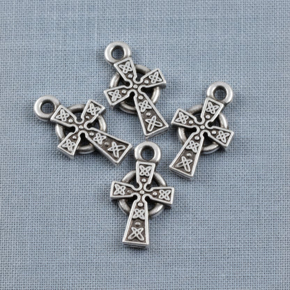 Celtic Cross Charm Silver: Double-Sided Antique 4-Pack Faith Earrings Bracelet