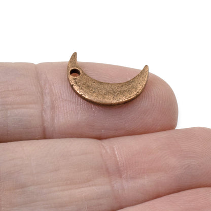Celestial Moon Charms Antique Copper, 2Pc Crescent Metal Stamping Flat Tags